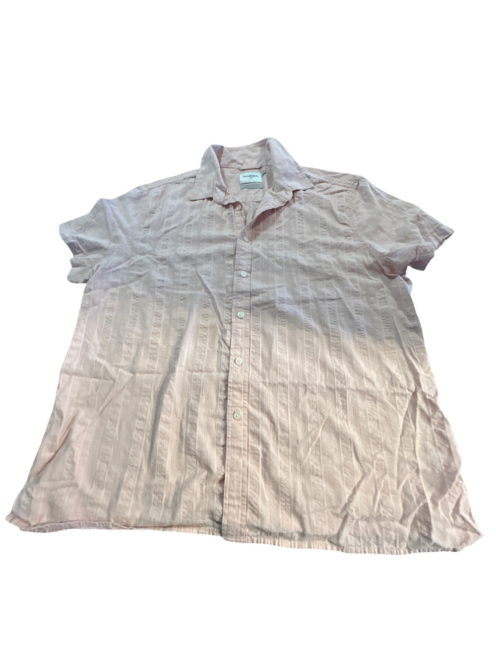 Goodfellow & Co Mens XL Light Pink Textured Stripe Short Sleeve Button Down Shir